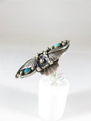 Stunning Navajo Floral Leaf Turquoise Ring Size 8 Herman Smith Pointer Ring - Just Stuff I Sell