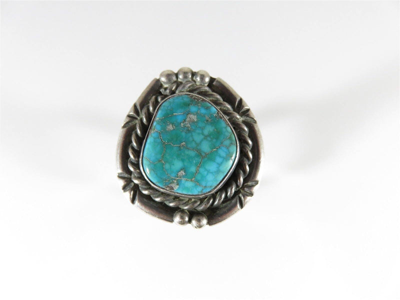 Sterling & Turquoise Large Bold Biker Ring Size 9.75 Fab Pinky Ring - Just Stuff I Sell