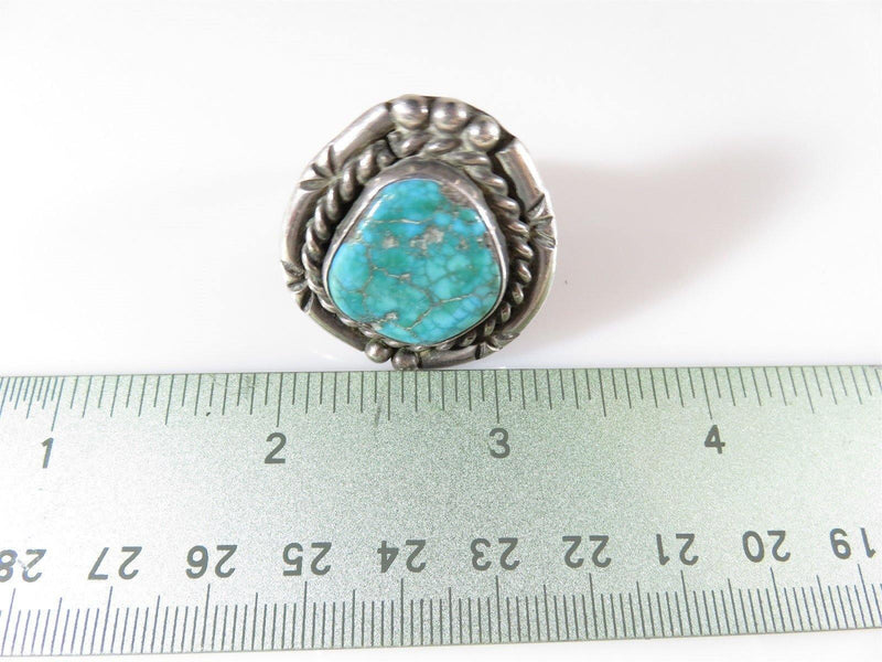 Sterling & Turquoise Large Bold Biker Ring Size 9.75 Fab Pinky Ring - Just Stuff I Sell