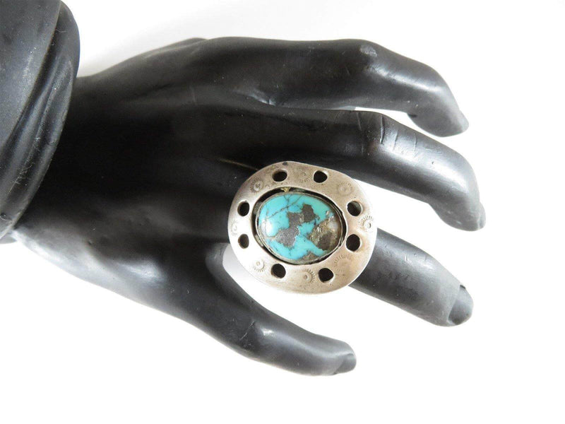 Cool Biker Road Rash Ring Turquoise Sterling Silver For Repair Size 9.75 Pinky - Just Stuff I Sell