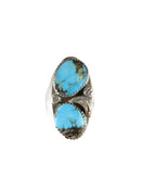 Vintage Dual Turquoise Sterling Silver Biker Ring Men's Size 12.75 24.4 grams - Just Stuff I Sell