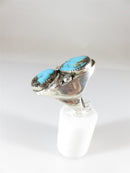 Vintage Dual Turquoise Sterling Silver Biker Ring Men's Size 12.75 24.4 grams - Just Stuff I Sell