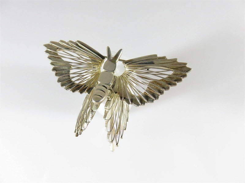 Fabulous Vintage Artisan Sterling Silver Butterfly Brooch Scarf Pin Mexico - Just Stuff I Sell