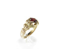 Pigeon Blood Red Garnet & Lion Claw Belcher Setting 14K Gold 8 1/2 Pinky Ring — Men's Jewelry • 14K, Gold • Garnet — front vi