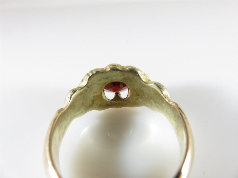 Pigeon Blood Red Garnet & Lion Claw Belcher Setting 14K Gold 8 1/2 Pinky Ring - Just Stuff I Sell