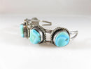 Vintage 5 Turquoise Stone Sterling Silver Navajo Cuff Bracelet Approx 6" Wrist - Just Stuff I Sell