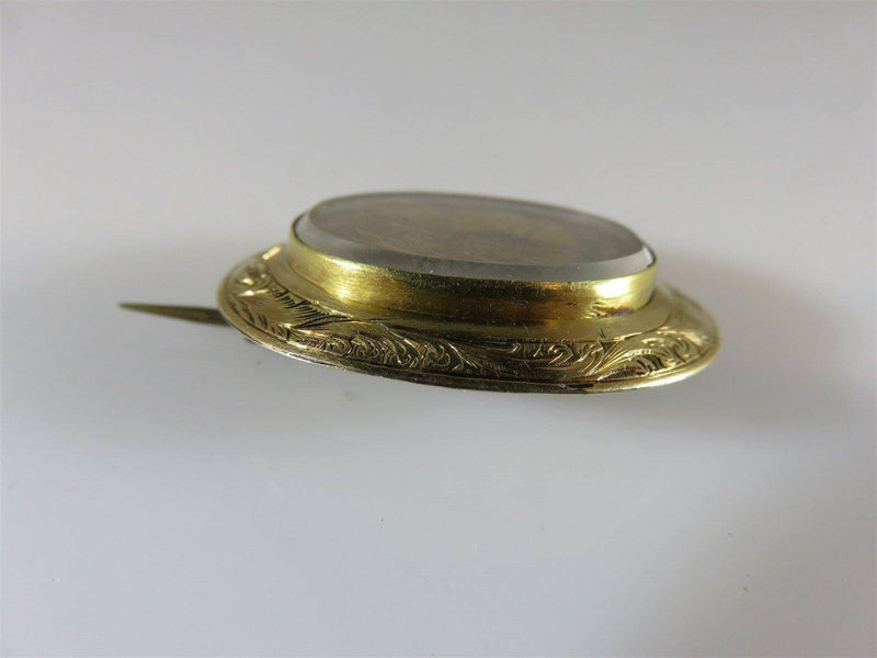 Circa Early 1800's Silver & Gold Chestnut Colored Hair Mourning Brooch - Just Stuff I Sell