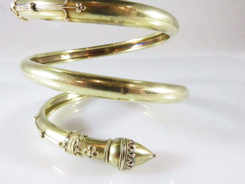 Antique 18K Gold Victorian Etruscan Revival Bangle Wrap Serpent Style Bracelet - Just Stuff I Sell