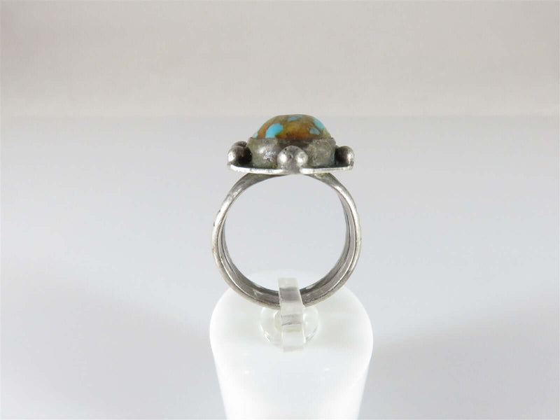 Fabulous Native American Natural Blue Gem Turquoise Cabochon Turtle Ring - Just Stuff I Sell