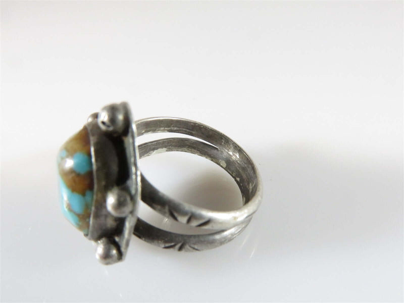 Fabulous Native American Natural Blue Gem Turquoise Cabochon Turtle Ring - Just Stuff I Sell