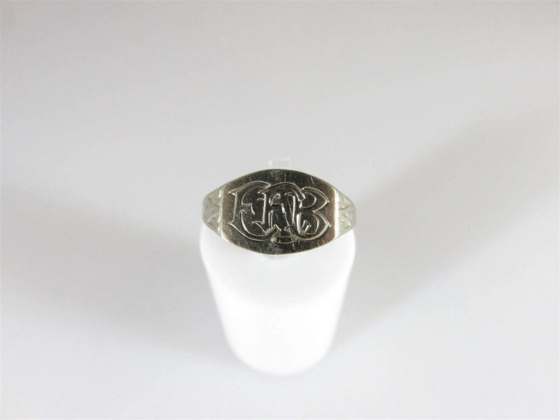Vintage Initials Ring EEB Marked DF10k White Gold Womens Ring Size 5 1/2 - Just Stuff I Sell