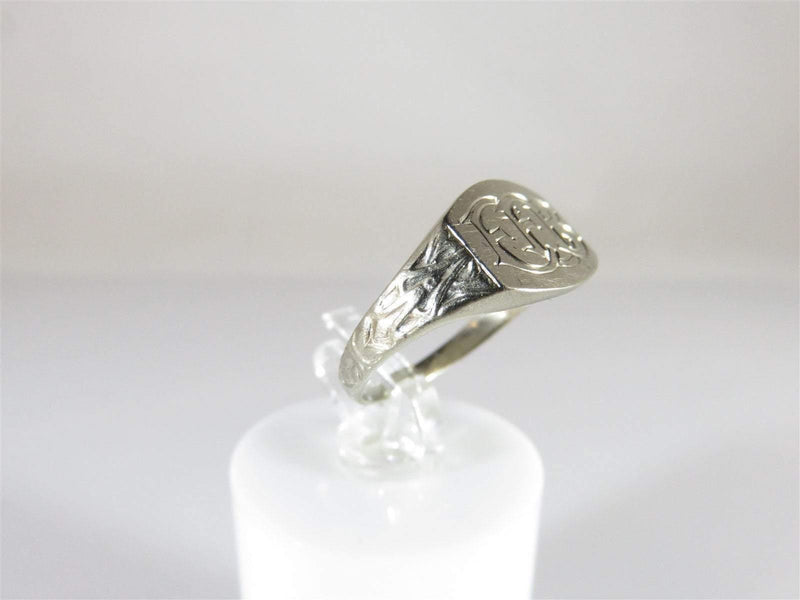 Vintage Initials Ring EEB Marked DF10k White Gold Womens Ring Size 5 1/2 - Just Stuff I Sell