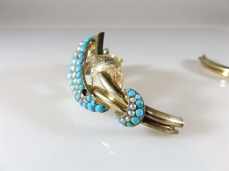 Antique 14K Gold Victorian Turquoise & Pearl Bracelet for Parts and Pieces - Just Stuff I Sell