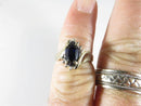 10K Gold Marquise Cut Blue Sapphire Cocktail Ring Size 6 1/2 - Just Stuff I Sell