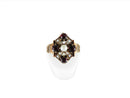 Antique 10K Rosy Yellow Gold Garnet & Pearl Victorian Wedding Ring Size 6 1/2 - Just Stuff I Sell