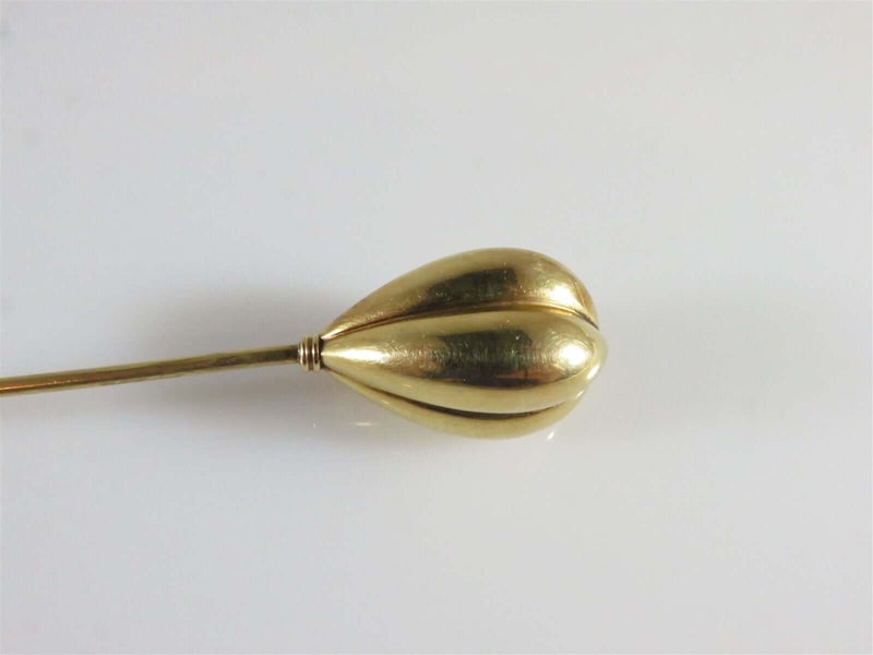 Antique 14K Balloon Melon Top 5 1/2" Long Hat Pin - Just Stuff I Sell