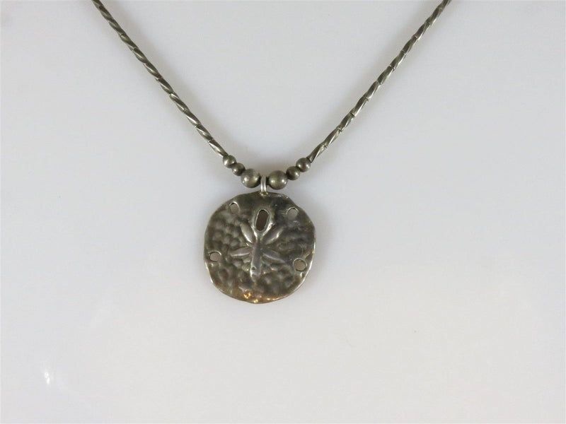 Vintage Sterling Silver 15 3/8" TL Sand Dollar Spiral Bead Necklace - Just Stuff I Sell