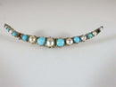 Large 2 1/4" Antique 9K Gold Turquoise Pearl Crescent Moon Wedding Gift - Just Stuff I Sell