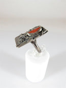 Brutalist Design Coral Setting Abstract Art Ring Size 6.5 Sterling Silver Unisex - Just Stuff I Sell