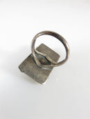 Brutalist Design Coral Setting Abstract Art Ring Size 6.5 Sterling Silver Unisex - Just Stuff I Sell