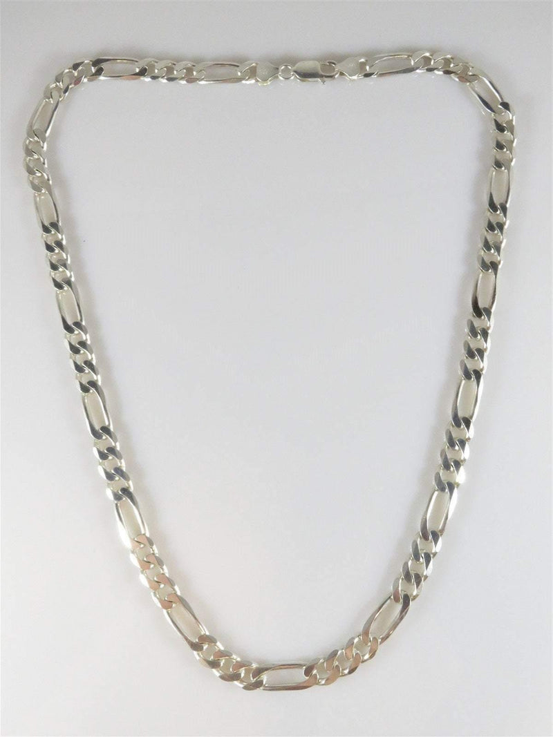 For Ian; Approx 22" Heavy Figaro Sterling Silver Chain Necklace 51.2 grams - Just Stuff I Sell