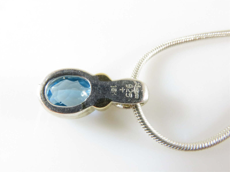 Lorenzo 925 + 18K Oval Cut Blue Topaz & 17" Sterling Italy 1.5mm Snake Chain - Just Stuff I Sell