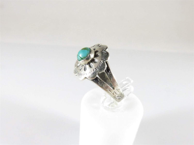 Vintage Native American Cabochon Turquoise Sterling Silver Ring Size 4 - Just Stuff I Sell