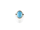 Southwestern Style Rope Trim Cabochon Turquoise Sterling Silver Ring Size 4.5 - Just Stuff I Sell