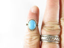 Southwestern Style Rope Trim Cabochon Turquoise Sterling Silver Ring Size 4.5 - Just Stuff I Sell
