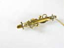 Antique Edwardian Victorian 9K Yellow Gold Seed Pearl Turquoise Bar Pin 1 1/2" - Just Stuff I Sell