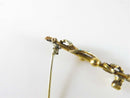 Antique Edwardian Victorian 9K Yellow Gold Seed Pearl Turquoise Bar Pin 1 1/2" - Just Stuff I Sell