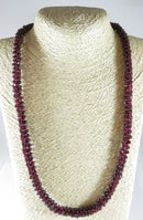 Fabulous 26" Natural Polished Burgundy Garnet Strung Bead Strand Necklace - Just Stuff I Sell