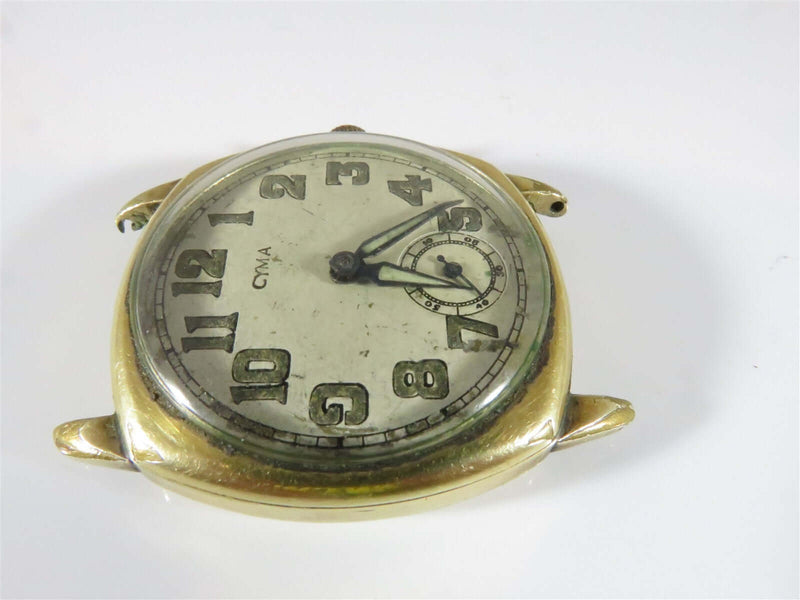Antique Running Cyma Tacy Radium Dial Trench Style Watch 14K GF Star Watch Case - Just Stuff I Sell