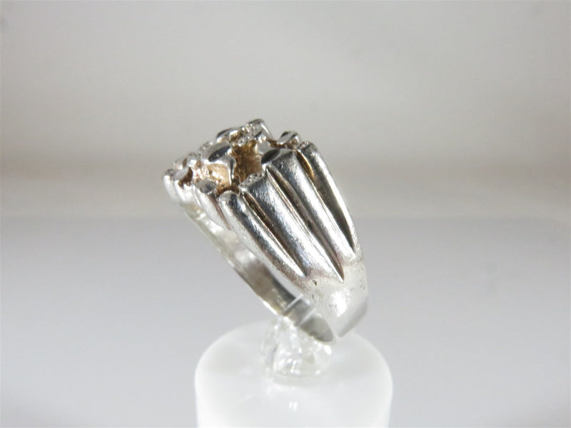 Vintage Sterling Silver Nugget Style Ring Size 11 Open Back Fit Size 11.5 - Just Stuff I Sell