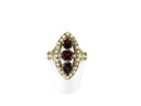 Antique 9K Yellow Gold Victorian Garnet Seed Pearl Navette Wedding Ring Sz 6.75 — Victorian Edwardian • Gold, Yellow Gold • G