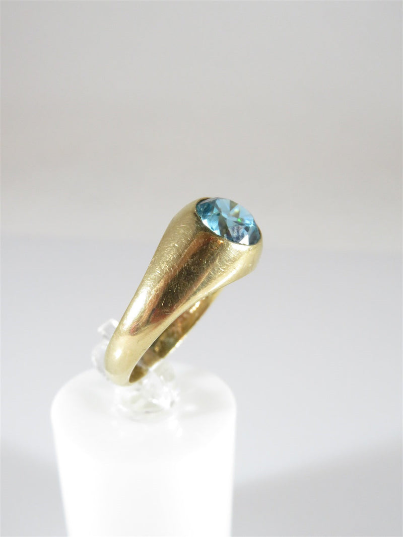 Vintage Men's 14K Solid Gold 2 Carat Blue Topaz Solitaire Ring Size 10.25 - Just Stuff I Sell