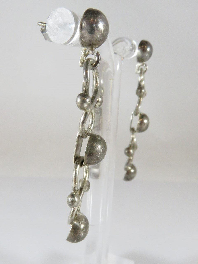Vintage Stud/Dangle 1 7/8" high Tilo Signed Mexico Sterling Silver Earrings - Just Stuff I Sell