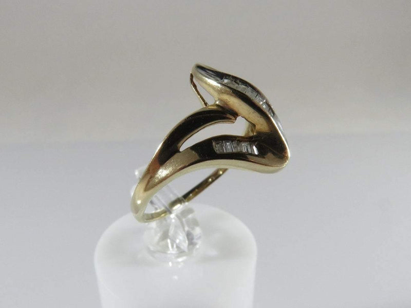 Women's 10K Yellow Gold & Baguette Diamond Ring Size 7.75 - Just Stuff I Sell