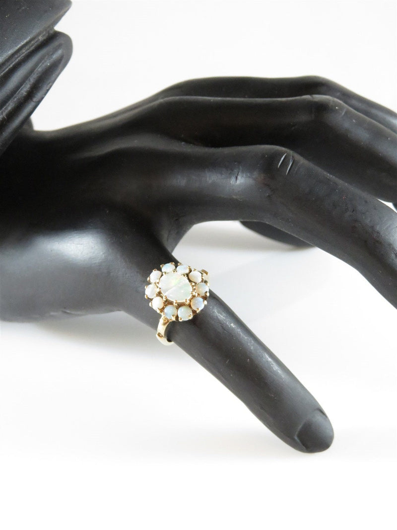 Vintique Opal Cluster Ring in 10K Gold Designer Signed Size 6.75 For Repair - Just Stuff I Sell