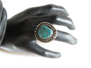 Sterling & Turquoise Large Bold Biker Ring Size 9.75 Fab Pinky Ring - Just Stuff I Sell