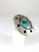 Cool Biker Road Rash Ring Turquoise Sterling Silver For Repair Size 9.75 Pinky - Just Stuff I Sell