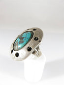 Cool Biker Road Rash Ring Turquoise Sterling Silver For Repair Size 9.75 Pinky - Just Stuff I Sell