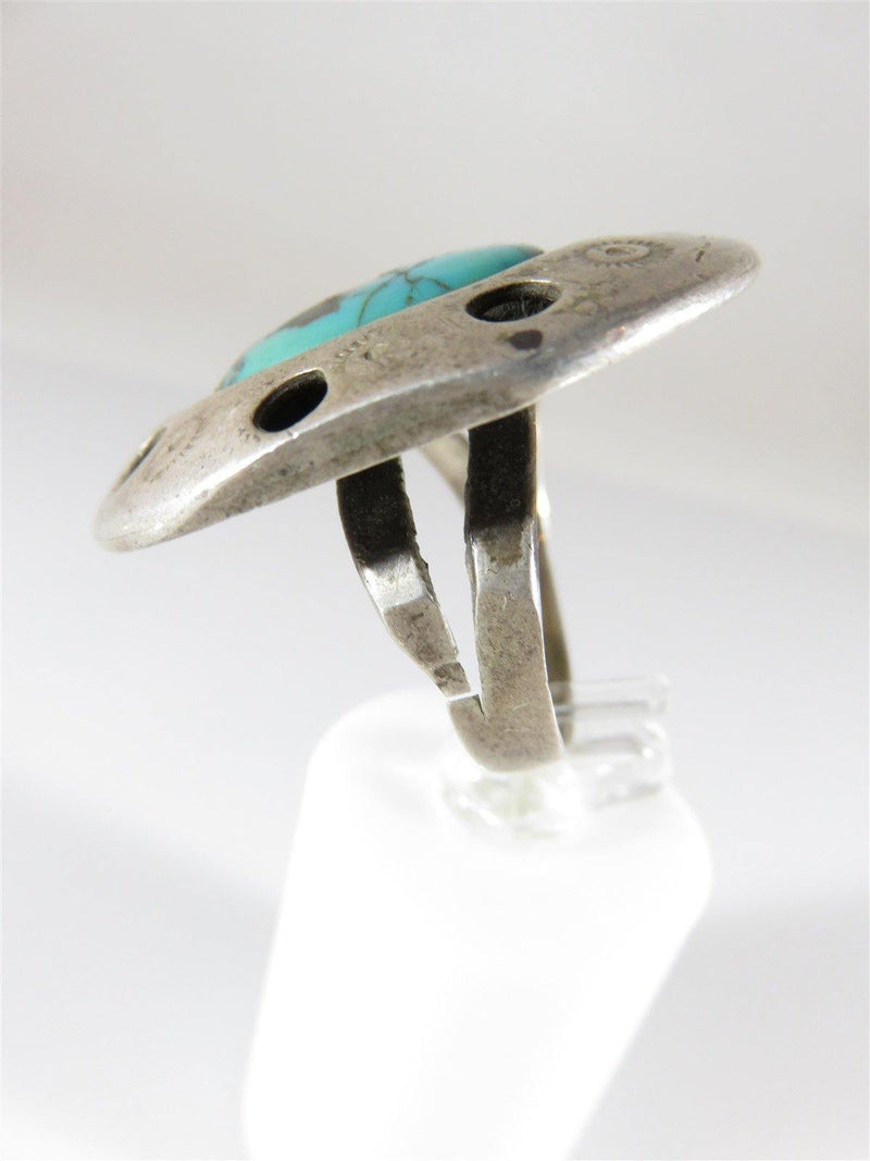 Cool Biker Road Rash Ring Turquoise Sterling Silver For Repair Size 9.75 Pinky - Just Stuff I Sell