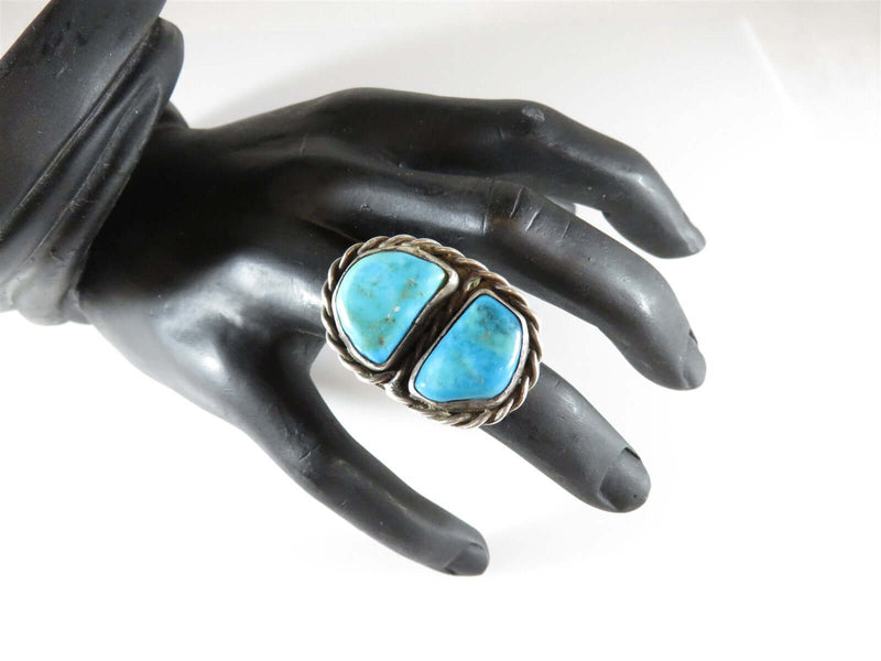 Dual Turquoise Men's Biker Ring Heavy 24.6 Gram Size 9 Pinky Statement Ring - Just Stuff I Sell