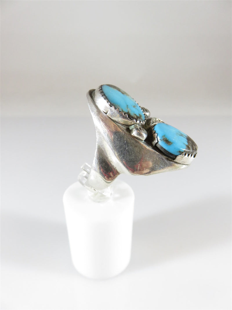 Vintage Dual Turquoise Sterling Silver Biker Ring Men's Size 12.75 24.4 grams - Just Stuff I Sell