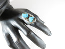 Vintage Dual Turquoise Sterling Silver Biker Ring Men's Size 12.75 24.4 grams - Just Stuff I Sell