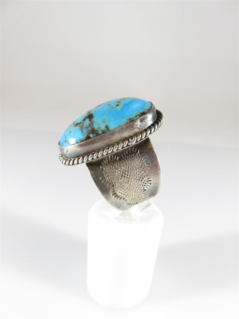 Men's Sterling Silver Turquoise Solitaire Statement Biker Ring Size 10.5 - Just Stuff I Sell
