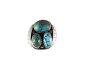 Antique Sterling Silver 3 Turquoise Handmade Men's Biker Ring Size 12 - Just Stuff I Sell