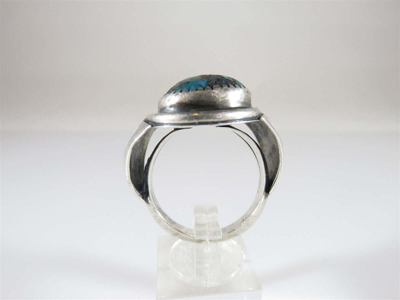 Antique Sterling Silver 3 Turquoise Handmade Men's Biker Ring Size 12 - Just Stuff I Sell