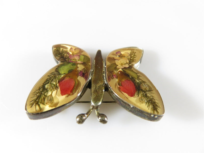 Vintage Sterling Mexico Pressed Flower Butterfly Brooch Scarf Pin - Just Stuff I Sell